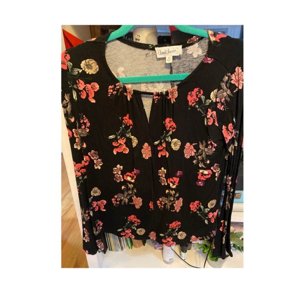 Floral black and pink blouse